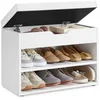 Bild von VASAGLE Schuhbank Sitzbank mit gepolstertem Kissen, Schuhregal mit 3 Ebenen, platzsparend, vielseitig einsetzbar, für Flur, Wohnzimmer