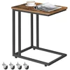 Bild von VASAGLE Beistelltisch Sofatisch mit Rollen, C-Form, für Kaffee und Laptop (1-St), 35 x 50 x 60 cm, Wohnzimmertisch mit Metallgestell
