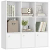 Bild von VASAGLE Bücherregal 3-stöckiges Regal, 2 Fächer, für Wohnzimmer, Schlafzimmer, mit Türen, Regal, DVD-Regal, Standregal