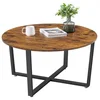 Bild von VASAGLE Couchtisch Wohnzimmertisch, einfacher Aufbau, Industrie-Design, rund, stabiles Stahlgestell