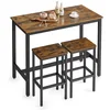 Bild von VASAGLE Bartisch Bartisch-Set, Esstisch(120 x 60 x 90 cm) mit 2 Barhochern