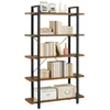 Bild von VASAGLE Bücherregal Standregal, für Wohnzimmer, Schlafzimmer, Büro, 33,5 x 105 x 177,5 cm, mit 5 Ebenen, einfacher Aufbau, Industrie-Design, vintagebraun-schwarz
