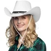 Bild von Boland Cowboy-Kostüm Cowboyhut Wichita weiß eleganter Westernhut mit Kordel Damen Herren, Klassisches Western-Design mit breiter Krempe