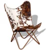 Bild von vidaXL Sessel Butterfly-Sessel Braun und Weiß Echtes Kuhfell