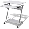 Bild von vidaXL Schreibtisch Kompakter Computertisch mit Tastaturablage Weiß, Schreibtisch Rollen Computertisch Computerwagen Arbeitstisch PC Tisch