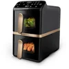 Bild von Philips Heißluftfritteuse NA462/70 4000 Series Stacked Dual Basket und 10L Kapazität (5+5L), 2750 W, RapidAir Technologie, Schwarz/Dunkelgrau, kupfer Griff