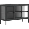 Bild von vidaXL Sideboard Sideboard Schwarz 105x35x70 cm Glas und Stahl