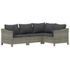 Bild von vidaXL Gartenlounge-Set 4-tlg. Garten-Lounge-Set mit Kissen Grau Poly Rattan, (1-tlg)