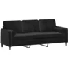 Bild von vidaXL Sofa 3-Sitzer-Sofa mit Zierkissen Schwarz 180 cm Samt, 1 Teile