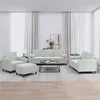 Bild von vidaXL Sofa vidaXL 4-tlg. Sofagarnitur mit Kissen Hellgrau Samt