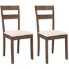 Bild von vidaXL Esszimmerstuhl Esszimmerstühle mit Kissen 2 Stk. Braun Massivholz Gummibaum (2 St)