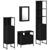 Bild von vidaXL Badezimmer-Set Badezimmermöbel-Set 4 stk. Schwarz Eichen-Optik, (4-St)