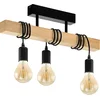 Bild von EGLO Deckenleuchte TOWNSHEND Deckenlampe, Holz, Stahl, Retro, Industrial, Wickeltechnik, ohne Leuchtmittel, Wohnzimmer, Esszimmer, 3-flammig, schwarz, braun, 55x10,5x26,5cm