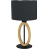 Bild von EGLO Tischleuchte BASILDON 1 Tischlampe, Stahl, Holz und Textil, Nachttischlampe, Lampe, Ein-/Ausschalter, ohne Leuchtmittel, Leuchtmittel wechselbar, Tischleuchte, L42,5 x H42,5 cm x Ø23 cm, schwarz, braun, 1X40W exkl.