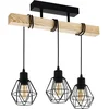 Bild von EGLO Deckenleuchte TOWNSHEND 5, Deckenlampe, Holz und Stahl, IP20, E27, Wohnzimmerlampe, ohne Leuchtmittel, Wand-/Deckenleuchte, L55 x B20 x H36cm, schwarz, braun, 3X60W exkl.
