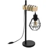 Bild von EGLO Tischleuchte TOWNSHEND 5 Tischlampe, Stahl und Holz, E27, IP20, Nachttischlampe, Ein-/Ausschalter, ohne Leuchtmittel, Tischleuchte, L22 x B15,5 x H50 cm, schwarz, braun, 1X60W exkl.
