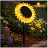 Bild von GLOBO LIGHTING LED Solarleuchte, LED-Leuchtmittel fest verbaut, Warmweiß, Solarleuchte Stecklampe Sonnenblume Hofleuchte Deko schwarz gelb LED H