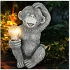 Bild von GLOBO LIGHTING LED Dekofigur, LED-Leuchtmittel fest verbaut, Solarleuchte Außenlampe Affe grau Gartendeko Terrassenleuchte klar