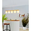 Bild von EGLO Hängeleuchte CASTRALVO Pendellampe, Stahl, Holz und Textil, Esszimmerlampe, Lampe, ohne Leuchtmittel, Pendelleuchte, L121 x B15 x H110 cm, nickel-matt, braun, weiß, 5X28W