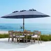 Bild von Costway Doppelsonnenschirm mit Ständer mit UPF 50+ & Kurbel Sonnenschirm Gartenschirm Terrassenschirm Blau
