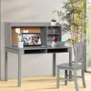 Bild von Costway Kinderschreibtisch Set mit Pinnwand Kinder Schreibtisch mit Stuhl Schülerschreibtisch Grau