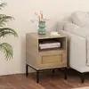 Bild von Costway 2er Set Rattan Nachttisch mit Offenem Regal & Schrank Nachtschrank Beistelltisch Natur