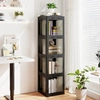 Bild von Costway 360° Drehbares Bücherregal Klappbares Standregal Transparenter Büroregal 36,5 x 36 x 141,5 cm Schwarz