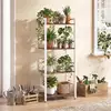 Bild von Costway Schmaler Bücherregal 4-stöckiges freistehendes Standregal mit robustem Metallrahmen Natur