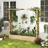 Bild von Costway Blumenkasten mit Rankgitter & Hängendem Dach Pflanzkasten Hochbeet Pflanzkübel Natur