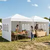 Bild von Costway 3 x 3m Pavillon Klappbar Wasserfester Gartenpavillon mit Abnehmbaren Seitenwänden Metallrahmen Weiß