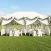 Bild von Costway 3x6 m Faltpavillon mit 4 Seitenwänden Höhenverstellbarer Gartenpavillon Pop-Up Pavillon Weiß