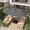 Bild von Costway Doppelsonnenschirm 370 x 200 cm Sonnenschirm mit Kurbel & Ständer Terrassenschirm mit 108 LED-Lichtern Grau