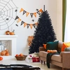 Bild von Costway 180 cm hoher künstlicher klappbarer Halloween-Weihnachtsbaum PVC Spitzen Schwarz