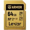 Bild von Lexar SDXC Pro Gold Series ARMOR UHS-II 64GB V60 IP68 Stainless Steel R280/W210MB/s (64 GB, SDXC, U3, UHS-II), Speicherkarte, Gold, Schwarz