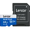 Bild von Lexar MEMORY MICRO SDXC 64GB UHS-I/W/A LMSBLPL064G-BNANG (64 GB, MicroDrive, microSDXC, U1, UHS-I), Speicherkarte, Blau