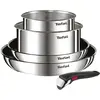 Bild von Tefal Ingenio Emotion stapelbares Kochgeschirr-Set 5-teilig, Edelstahl, abnehmbarer Griff, Pfannenset + Topfset, Silber, Schwarz