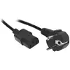 Bild von Tecline Netzanschlusskabel, Schutzkontaktstecker abgewinkelt an Kaltgerätebuchse, schwarz, 0,6 m Netzanschlu (0.60 m), Stromkabel, Schwarz