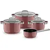 Bild von WMF Fusiontec MineralPro, Pfannenset + Topfset, Rosa, Rot, Silber