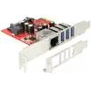 Bild von Delock PCI Express Card > 3 x external USB3.0 + 1 x external Gigabit LAN (Mini PCI Express, PCI-E x1), Netzwerkkarte, Grau