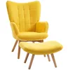 Bild von HOMCOM Ohrensessel mit Hocker, Relaxsessel, Polstersessel in Cord-Optik, Gelb