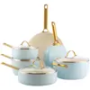Bild von Greenpan Padova Azzurro Chiaro, Pfannenset + Topfset, Blau, Gold