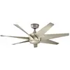 Bild von Elstead Lighting Lehr II leiser Deckenventilator Ø137cm DC-Motor IP44 Aussenbereich + Fernbedienung, Ventilator, Silber