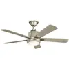 Bild von Elstead Lighting Colerne leiser Deckenventilator mit LED Licht Ø132cm Holz + Fernbedienung, Ventilator, Silber