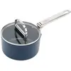 Bild von Joseph Joseph Space Stielkasserolle einklappbarer Griff mit Deckel D15cm, Pfanne + Kochtopf, Silber, Blau
