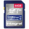 Bild von Integral INSDX64G-100V30 64GB SD CARD SDXC UHS-1 U3 CL10 V30 UP TO 100MBS READ 45MBS WRITE UHS-I (64 GB, SD, SDXC, U3, UHS-I), Speicherkarte, Schwarz