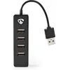Bild von Nedis UHUBU2420BK Schnittstellen-Hub USB 2.0 480 Mbit/s Schwarz (USB-A, 4 Ports), Dockingstation + USB Hub, Schwarz