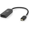Bild von Nedis USB Adapter USB 3.2 Gen 1 USB-CT Male DisplayPort Female 0.20 m Round Gold Plated PVC Anthraci (20 cm), Data + Video Adapter, Grau