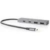 Bild von Nedis USB-Hub 1x USB-C  3.2 Gen 2 Male 2x USB-A 3.2 Gen 2 Female / 2x USB-C  3.2 Gen 2 Female (USB-C, 4 Ports), Dockingstation + USB Hub, Grau