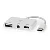 Bild von Nedis Ccgb64790wt01 3-in-1-multiport-usb-adapter Usb 2.0 Usb-c M-usb-a W/usb-c W/w 480 Mbit/s Vernickelt 3.5mm 0.1 M