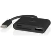 Bild von Nedis USB-Hub 1x USB-C  1x USB A / 1x USB-C  4-Port port(s) USB 2.0 Stromversorgung über U (USB-C, 4 Ports), Dockingstation + USB Hub, Schwarz